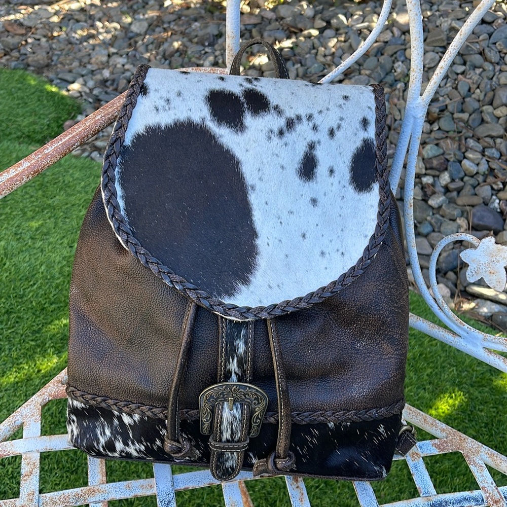 Myra brown leather cowhide backpack